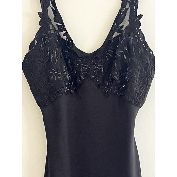 VTG Fiesta Chiffon Gown Medium Black Glitter Babydoll Whimsigoth Prom Formal - Picture 3 of 12